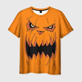 Мужская футболка 3D с принтом Halloween в городе Новоалтайск, 100% полиэфир | прямой крой, круглый вырез горловины, длина до линии бедер | halloween | orange | pumpkin | scary | оранжевая | страшная | тыква | ужас | хэллоуин