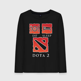 Женский лонгслив хлопок с принтом Eat sleep Dota 2 в городе Новоалтайск, 100% хлопок |  | дота | ешь | керри | мид | спи