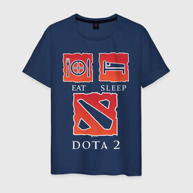 Мужская футболка хлопок с принтом Eat sleep Dota 2 в городе Новоалтайск, 100% хлопок | прямой крой, круглый вырез горловины, длина до линии бедер, слегка спущенное плечо. | дота | ешь | керри | мид | спи