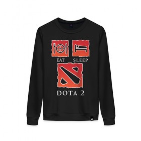 Женский свитшот хлопок с принтом Eat sleep Dota 2 в городе Новоалтайск, 100% хлопок | прямой крой, круглый вырез, на манжетах и по низу широкая трикотажная резинка  | дота | ешь | керри | мид | спи