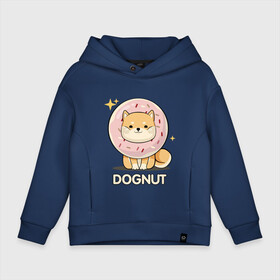 Детское худи Oversize хлопок с принтом DOgNUT в городе Новоалтайск, френч-терри — 70% хлопок, 30% полиэстер. Мягкий теплый начес внутри —100% хлопок | боковые карманы, эластичные манжеты и нижняя кромка, капюшон на магнитной кнопке | акита | детский | лапочка | милый | мимими | пес | пончик | собака | хаски | щенок