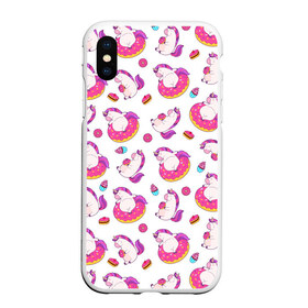 Чехол для iPhone XS Max матовый с принтом Единорожки и вкусняшки в городе Новоалтайск, Силикон | Область печати: задняя сторона чехла, без боковых панелей | cake | deliciouse | dunt | eat | kawaii | sweets | unicorn | unicorns | вкусняшки | десерт | еда | единорог | единороги | кавай | кекс | пончик | сладкое | сладости | торт