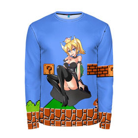 Мужской лонгслив 3D с принтом Bowsette в городе Новоалтайск, 100% полиэстер | длинные рукава, круглый вырез горловины, полуприлегающий силуэт | bowser | bowsette | bros | luigi | mario | nintendo | super | боузер | боузетта | купа | луиджи | марио | супер