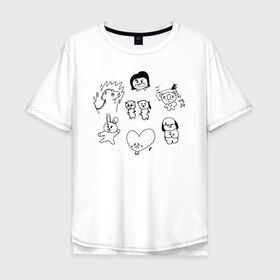 Мужская футболка хлопок Oversize с принтом Bangtan Boys в городе Новоалтайск, 100% хлопок | свободный крой, круглый ворот, “спинка” длиннее передней части | Тематика изображения на принте: bangtan boys | bts | j   hope | jimin | jin | jung kook | k pop | rap monster | rm | suga | v | бангтан | бенгтан | бойз | бойс | бойскауты | бтс | группа | к поп | кпоп | пуленепробиваемые