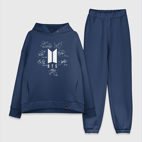 Женский костюм хлопок Oversize с принтом Автографы BTS в городе Новоалтайск,  |  | bangtan boys | bts | j   hope | jimin | jin | jung kook | k pop | rap monster | rm | suga | v | бангтан | бенгтан | бойз | бойс | бойскауты | бтс | группа | к поп | кпоп | пуленепробиваемые