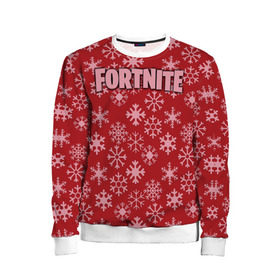 Детский свитшот 3D с принтом Fortnite Новогодний в городе Новоалтайск, 100% полиэстер | свободная посадка, прямой крой, мягкая тканевая резинка на рукавах и понизу свитшота | 