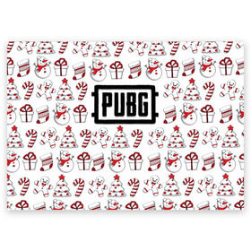Поздравительная открытка с принтом Новогодний PUBG в городе Новоалтайск, 100% бумага | плотность бумаги 280 г/м2, матовая, на обратной стороне линовка и место для марки
 | Тематика изображения на принте: battle | chicken | dinner | winner | битва | год | королевская | новый | подарок | снеговик