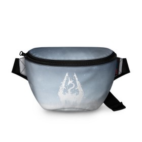 Поясная сумка 3D с принтом TES SKYRIM в городе Новоалтайск, 100% полиэстер | плотная ткань, ремень с регулируемой длиной, внутри несколько карманов для мелочей, основное отделение и карман с обратной стороны сумки застегиваются на молнию | christmas | dovahkiin | dragon | dragonborn | fus ro dah | rpg | skyrim | snow | tes | the elder scrolls | winter is coming | докавин | драконы | новогодний | новый год | рпг | снег