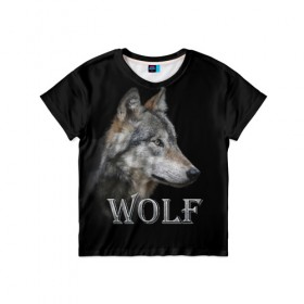 Детская футболка 3D с принтом Wolf в городе Новоалтайск, 100% гипоаллергенный полиэфир | прямой крой, круглый вырез горловины, длина до линии бедер, чуть спущенное плечо, ткань немного тянется | волк | животные | мордочка | пес | природа | собака | хищник