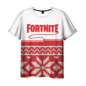 Мужская футболка 3D с принтом Fortnite Новогодний в городе Новоалтайск, 100% полиэфир | прямой крой, круглый вырез горловины, длина до линии бедер | Тематика изображения на принте: 