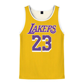 Мужская майка 3D с принтом James 18-19 LA Lakers home в городе Новоалтайск, 100% полиэстер | круглая горловина, приталенный силуэт, длина до линии бедра. Пройма и горловина окантованы тонкой бейкой | angeles | james | lakers | lebron | los | nba | usa | анджелес | джеймс | леброн | лейкерс | лос | нба | сша