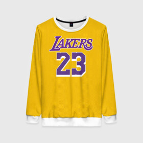 Женский свитшот 3D с принтом James 18-19 LA Lakers home в городе Новоалтайск, 100% полиэстер с мягким внутренним слоем | круглый вырез горловины, мягкая резинка на манжетах и поясе, свободная посадка по фигуре | angeles | james | lakers | lebron | los | nba | usa | анджелес | джеймс | леброн | лейкерс | лос | нба | сша