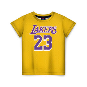Детская футболка 3D с принтом James 18-19 LA Lakers home в городе Новоалтайск, 100% гипоаллергенный полиэфир | прямой крой, круглый вырез горловины, длина до линии бедер, чуть спущенное плечо, ткань немного тянется | angeles | james | lakers | lebron | los | nba | usa | анджелес | джеймс | леброн | лейкерс | лос | нба | сша