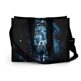 Сумка-шоппер 3D с принтом Doctor Who в городе Новоалтайск, 100% полиэстер | застегивается на металлическую кнопку; внутренний карман застегивается на молнию. Стенки укреплены специальным мягким материалом, чтобы защитить содержимое от несильных ударов
 | doctor | series | space | tardis | time | travel | who | времени | время | доктор | космос | кто | пространство | путешествия | сериал | сериалы | тардис