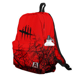 Рюкзак 3D с принтом Dead by Daylight в городе Новоалтайск, 100% полиэстер | лямки с регулируемой длиной, сверху петелька, чтобы рюкзак можно было повесить на вешалку. Основное отделение закрывается на молнию, как и внешний карман. Внутри два дополнительных кармана, один из которых закрывается на молнию. По бокам два дополнительных кармашка | day | daylight | dbl | dead | dead by daylight | game | games | horror | light | logo | skull | skulls | stripes | survival | дэйлайт | игра | игры | лого | мертвецы | метвец | полосы | ужасы | фпс | череп | черепа | экшн