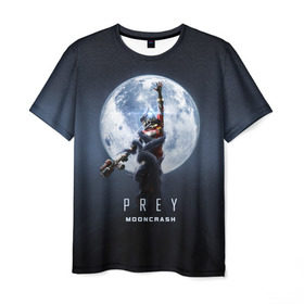 Мужская футболка 3D с принтом PREY: Mooncrash в городе Новоалтайск, 100% полиэфир | прямой крой, круглый вырез горловины, длина до линии бедер | prey | жертва | звезды | земля | игра | космос | луна | фантастика | шутер