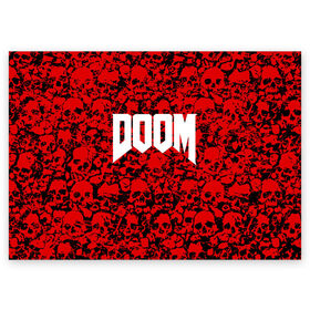 Поздравительная открытка с принтом DOOM в городе Новоалтайск, 100% бумага | плотность бумаги 280 г/м2, матовая, на обратной стороне линовка и место для марки
 | devil | doom | hell | mark of the doom slayer | slayer | ад | гарнил | дум | знаки | иероглифы | компьютерные игры 2019 | преисподняя | символ | солдат