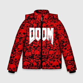 Зимняя куртка для мальчиков 3D с принтом DOOM в городе Новоалтайск, ткань верха — 100% полиэстер; подклад — 100% полиэстер, утеплитель — 100% полиэстер | длина ниже бедра, удлиненная спинка, воротник стойка и отстегивающийся капюшон. Есть боковые карманы с листочкой на кнопках, утяжки по низу изделия и внутренний карман на молнии. 

Предусмотрены светоотражающий принт на спинке, радужный светоотражающий элемент на пуллере молнии и на резинке для утяжки | devil | doom | hell | mark of the doom slayer | slayer | ад | гарнил | дум | знаки | иероглифы | компьютерные игры 2019 | преисподняя | символ | солдат