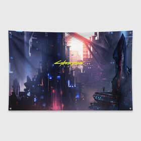 Флаг-баннер с принтом Cyberpunk 2077 в городе Новоалтайск, 100% полиэстер | размер 67 х 109 см, плотность ткани — 95 г/м2; по краям флага есть четыре люверса для крепления | 2077 | cd projekt red | cyberpunk | cyberpunk 2077 | game | арт | будущее | видеоигра | игра | киберпанк 2077 | киборг | киборги