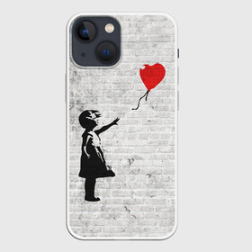 Чехол для iPhone 13 mini с принтом Бэнкси: Девочка с Шаром в городе Новоалтайск,  |  | art | balloon | banksy | culture | girl | graffity | heart | hearts | red | арт | бэнкси | граффити | девочка | девочка с шаром | красный | красным | культура | сердечки | сердечко | сердце | стрит | шар | шарик | шариком