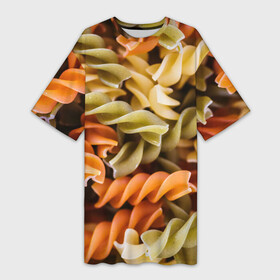 Платье-футболка 3D с принтом Макароны Спиральки в городе Новоалтайск,  |  | food | italy | pasta | spagetti | еда | едой | изображение | италия | картинка | макарон | макароны | макарошки | мука | мучное | паста | прикол | прикольные | спагетти | спиральки | фото | юмор