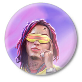 Значок с принтом Lil Pump в городе Новоалтайск,  металл | круглая форма, металлическая застежка в виде булавки | drumtick | elementary | esketit | esskeetit | gang | garcia | gazzy | gucci | guccigang | jetski | pump | rap | trap | usa | газзи | гарсия | лил | памп | рэп | сша | трап | эщкере