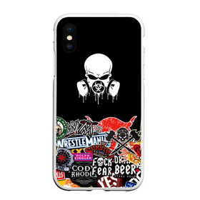 Чехол для iPhone XS Max матовый с принтом sticker bombing в городе Новоалтайск, Силикон | Область печати: задняя сторона чехла, без боковых панелей | sticker bombing | радиация | стикер | череп