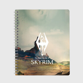 Тетрадь с принтом SKYRIM в городе Новоалтайск, 100% бумага | 48 листов, плотность листов — 60 г/м2, плотность картонной обложки — 250 г/м2. Листы скреплены сбоку удобной пружинной спиралью. Уголки страниц и обложки скругленные. Цвет линий — светло-серый
 | art game | art skyrim | forest | game | skyrim | the elder scrolls v skyrim | горы | довакин | древние свитки | игра | лес | небо | скайрим