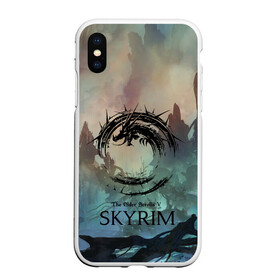 Чехол для iPhone XS Max матовый с принтом The Elder Scrolls SKYRIM в городе Новоалтайск, Силикон | Область печати: задняя сторона чехла, без боковых панелей | art game | art skyrim | forest | game | skyrim | the elder scrolls v skyrim | горы | довакин | древние свитки | игра | лес | небо | скайрим