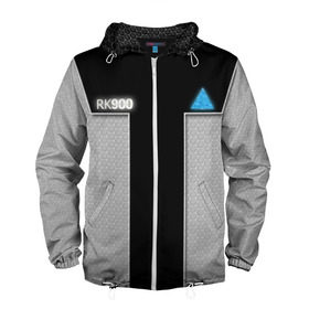 Мужская ветровка 3D с принтом Detroit: become human в городе Новоалтайск, 100% полиэстер | подол и капюшон оформлены резинкой с фиксаторами, два кармана без застежек по бокам, один потайной карман на груди | action | ai | android | detroit become human | rk 900 | андроиды | детектив | детройт | детройт: стать человеком | игра | интерактивное кино | коннор | логотип | роботы | соты | фирменный стиль | экшн