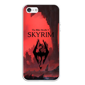 Чехол для iPhone 5/5S матовый с принтом The Elder Scrolls SKYRIM в городе Новоалтайск, Силикон | Область печати: задняя сторона чехла, без боковых панелей | art game | art skyrim | forest | game | skyrim | the elder scrolls v skyrim | горы | довакин | древние свитки | игра | лес | небо | скайрим