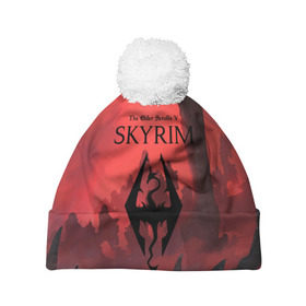 Шапка 3D c помпоном с принтом The Elder Scrolls SKYRIM в городе Новоалтайск, 100% полиэстер | универсальный размер, печать по всей поверхности изделия | art game | art skyrim | forest | game | skyrim | the elder scrolls v skyrim | горы | довакин | древние свитки | игра | лес | небо | скайрим