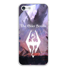 Чехол для iPhone 5/5S матовый с принтом THE ELDER SCROLLS в городе Новоалтайск, Силикон | Область печати: задняя сторона чехла, без боковых панелей | art game | art skyrim | forest | game | skyrim | the elder scrolls v skyrim | горы | довакин | древние свитки | игра | лес | небо | скайрим