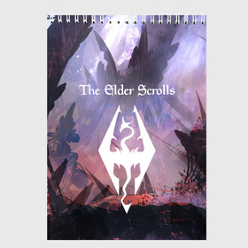 Скетчбук с принтом THE ELDER SCROLLS в городе Новоалтайск, 100% бумага
 | 48 листов, плотность листов — 100 г/м2, плотность картонной обложки — 250 г/м2. Листы скреплены сверху удобной пружинной спиралью | art game | art skyrim | forest | game | skyrim | the elder scrolls v skyrim | горы | довакин | древние свитки | игра | лес | небо | скайрим