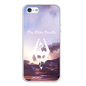 Чехол для iPhone 5/5S матовый с принтом THE ELDER SCROLLS в городе Новоалтайск, Силикон | Область печати: задняя сторона чехла, без боковых панелей | art game | art skyrim | forest | game | skyrim | the elder scrolls v skyrim | горы | довакин | древние свитки | игра | лес | небо | скайрим