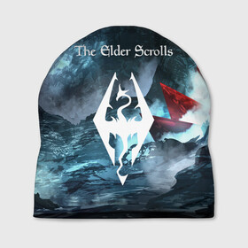 Шапка 3D с принтом THE ELDER SCROLLS в городе Новоалтайск, 100% полиэстер | универсальный размер, печать по всей поверхности изделия | art game | art skyrim | forest | game | skyrim | the elder scrolls v skyrim | горы | довакин | древние свитки | игра | лес | небо | скайрим