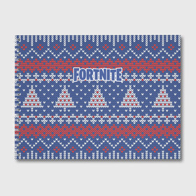 Альбом для рисования с принтом НОВОГОДНИЙ FORTNITE в городе Новоалтайск, 100% бумага
 | матовая бумага, плотность 200 мг. | Тематика изображения на принте: battle | fortnite | new | royale | year | битва | вязанный | год | ёлки | ёлочки | зима | зимний | королевская | новогодний | новый | свитер | снежинки | форт | фортнайт | форточка