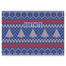 Поздравительная открытка с принтом НОВОГОДНИЙ FORTNITE в городе Новоалтайск, 100% бумага | плотность бумаги 280 г/м2, матовая, на обратной стороне линовка и место для марки
 | Тематика изображения на принте: battle | fortnite | new | royale | year | битва | вязанный | год | ёлки | ёлочки | зима | зимний | королевская | новогодний | новый | свитер | снежинки | форт | фортнайт | форточка