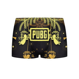 Мужские трусы 3D с принтом Новогодний PUBG в городе Новоалтайск, 50% хлопок, 50% полиэстер | классическая посадка, на поясе мягкая тканевая резинка | 