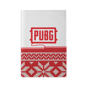 Обложка для паспорта матовая кожа с принтом Новогодний PUBG в городе Новоалтайск, натуральная матовая кожа | размер 19,3 х 13,7 см; прозрачные пластиковые крепления | 