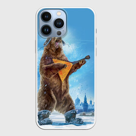 Чехол для iPhone 13 Pro Max с принтом Мишка с балалайкой в городе Новоалтайск,  |  | Тематика изображения на принте: балалайка | валенки | звезда | зима | злой | медведь | рёв | россии | русь | сибирь | снег | столица | ушанка