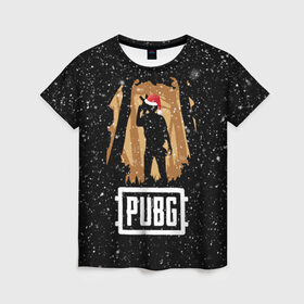 Женская футболка 3D с принтом Новогодний PUBG в городе Новоалтайск, 100% полиэфир ( синтетическое хлопкоподобное полотно) | прямой крой, круглый вырез горловины, длина до линии бедер | 2019 | 2020 | 2021 | chicken | dinner | game | games | new | pubg | winner | year | год | игра | игрок | игры | новогодний | новый | пабг | подарки | подарок | праздник | рождество | сковорода | сковородка | шапка | шапочка