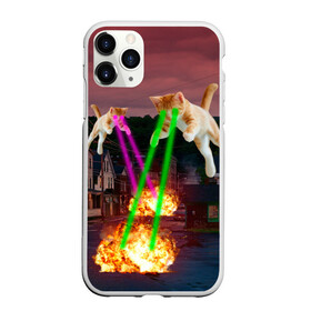 Чехол для iPhone 11 Pro Max матовый с принтом Кошачья Атака! в городе Новоалтайск, Силикон |  | Тематика изображения на принте: attack | bomb | cat | lazer | meme | neon | party | вечеринка | взрыв | коты | кошак | кошка | лазер | мем | неон | огонь