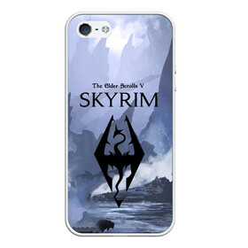 Чехол для iPhone 5/5S матовый с принтом THE ELDER SCROLLS 5 SKYRIM в городе Новоалтайск, Силикон | Область печати: задняя сторона чехла, без боковых панелей | art game | art skyrim | forest | game | skyrim | the elder scrolls v skyrim | горы | довакин | древние свитки | игра | лес | небо | скайрим