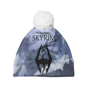 Шапка 3D c помпоном с принтом THE ELDER SCROLLS 5 SKYRIM в городе Новоалтайск, 100% полиэстер | универсальный размер, печать по всей поверхности изделия | art game | art skyrim | forest | game | skyrim | the elder scrolls v skyrim | горы | довакин | древние свитки | игра | лес | небо | скайрим