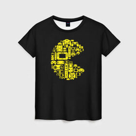 Женская футболка 3D с принтом Pac-Man в городе Новоалтайск, 100% полиэфир ( синтетическое хлопкоподобное полотно) | прямой крой, круглый вырез горловины, длина до линии бедер | game | gamer | gaming | nds | nintendo | pac man | ps3 | ps4 | psp | wii | xbox | аркада | джойстик | игра | игровая приставка | игры | классика игр | контроллер | пакман