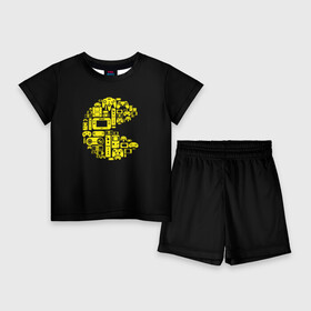 Детский костюм с шортами 3D с принтом Pac Man в городе Новоалтайск,  |  | game | gamer | gaming | nds | nintendo | pac man | ps3 | ps4 | psp | wii | xbox | аркада | джойстик | игра | игровая приставка | игры | классика игр | контроллер | пакман