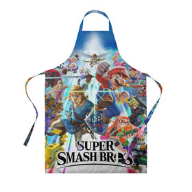Фартук 3D с принтом Super Smash Bros. Ultimate в городе Новоалтайск, 100% полиэстер | общий размер — 65 х 85 см, ширина нагрудника — 26 см, горловина — 53 см, длина завязок — 54 см, общий обхват в поясе — 173 см. Принт на завязках и на горловине наносится с двух сторон, на основной части фартука — только с внешней стороны | donkey | fighting | kong | mario | nintendo | pokemon | super | байонетта | бельмонты | донки | клауд | конг | мегамен | пикачу | пэкмэн | рихтер | рю | саймон | снейк | солид | соник | страйф | файтинг