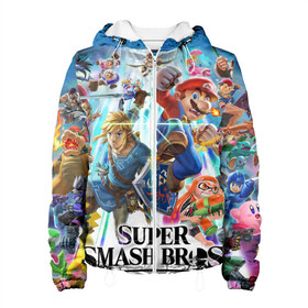 Женская куртка 3D с принтом Super Smash Bros Ultimate в городе Новоалтайск, ткань верха — 100% полиэстер, подклад — флис | прямой крой, подол и капюшон оформлены резинкой с фиксаторами, два кармана без застежек по бокам, один большой потайной карман на груди. Карман на груди застегивается на липучку | donkey | fighting | kong | mario | nintendo | pokemon | super | байонетта | бельмонты | донки | клауд | конг | мегамен | пикачу | пэкмэн | рихтер | рю | саймон | снейк | солид | соник | страйф | файтинг