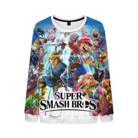 Мужской свитшот 3D с принтом Super Smash Bros. Ultimate в городе Новоалтайск, 100% полиэстер с мягким внутренним слоем | круглый вырез горловины, мягкая резинка на манжетах и поясе, свободная посадка по фигуре | donkey | fighting | kong | mario | nintendo | pokemon | super | байонетта | бельмонты | донки | клауд | конг | мегамен | пикачу | пэкмэн | рихтер | рю | саймон | снейк | солид | соник | страйф | файтинг